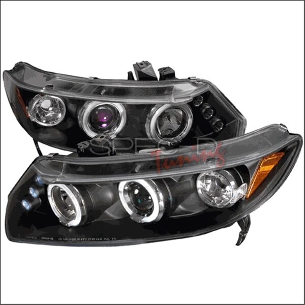 Overtime Halo LED Projector Headlights for 06 to 11 Honda Civic, Black - 10 x 25 x 26 in. OV126207 - main